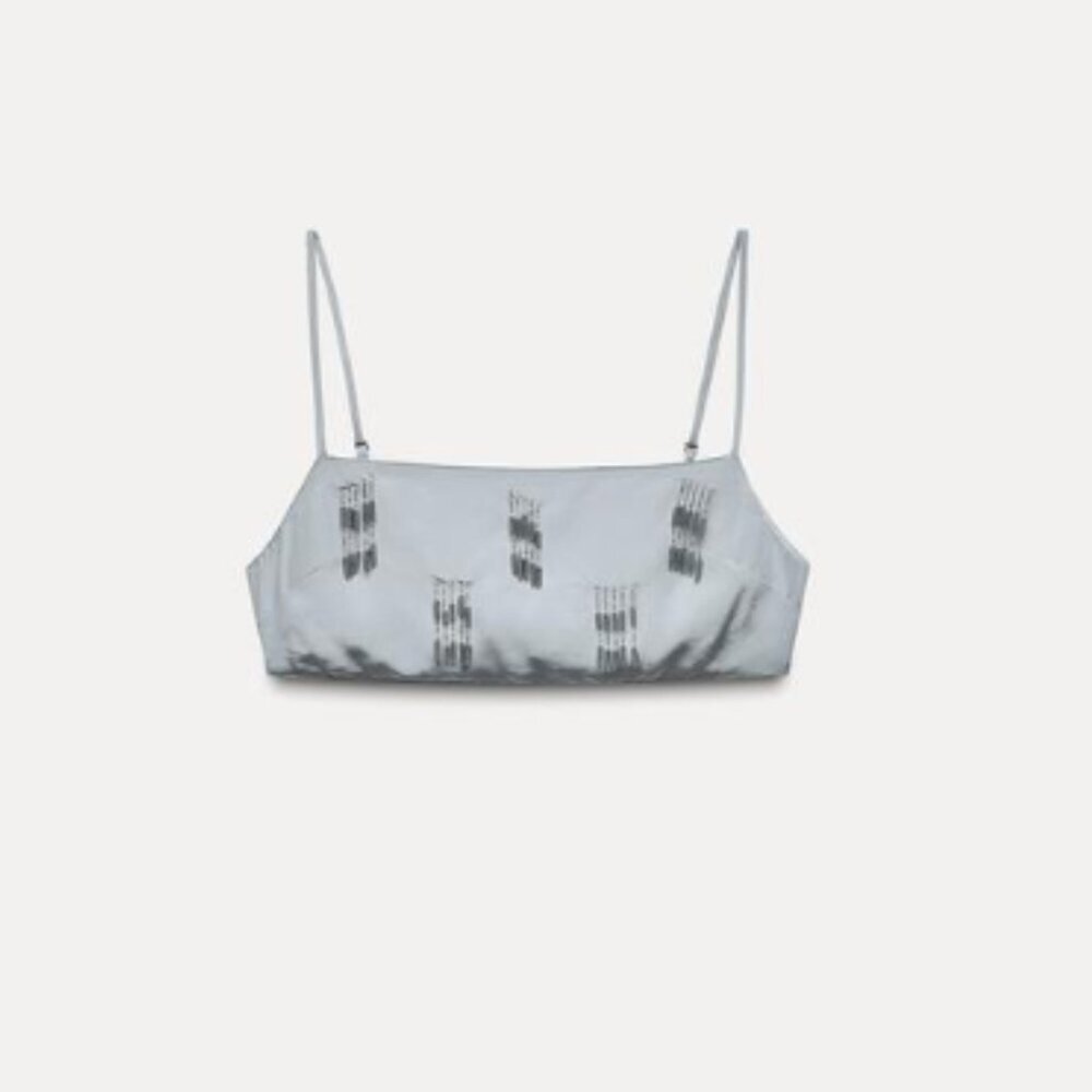 LUX230 Zara Gray Beaded Crop Top‎ - M